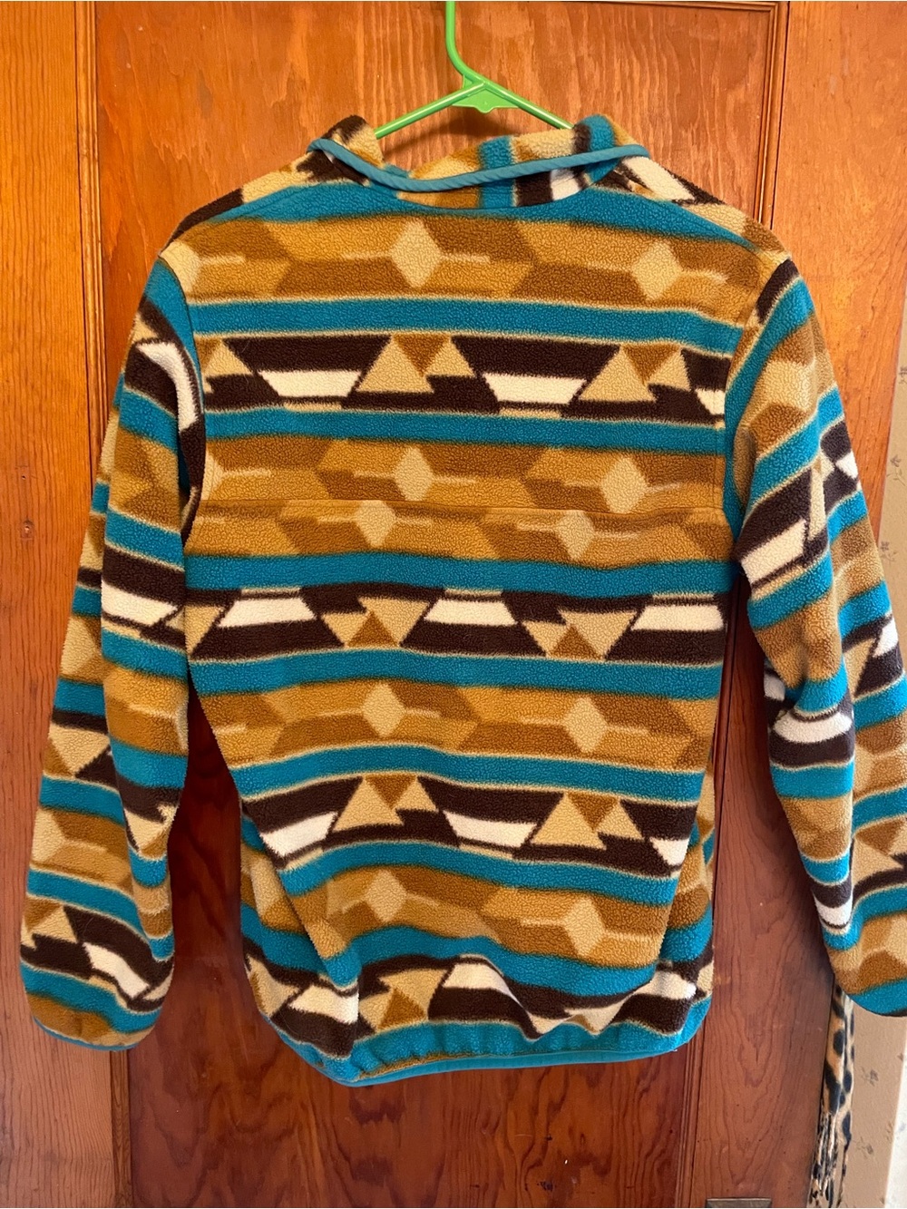 Patagonia Women's Snap-T Pullover in Turquoise and Mustard Stripes - size Small - Picture 4 of 4